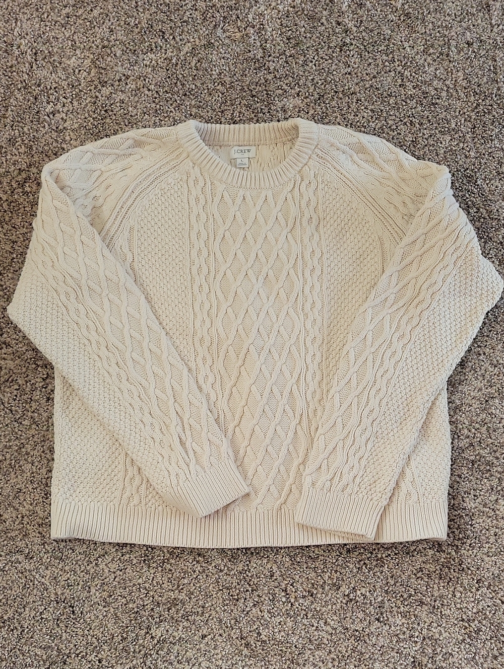 J. Crew Womens Cable Knit Crewneck Sweater in Off-White